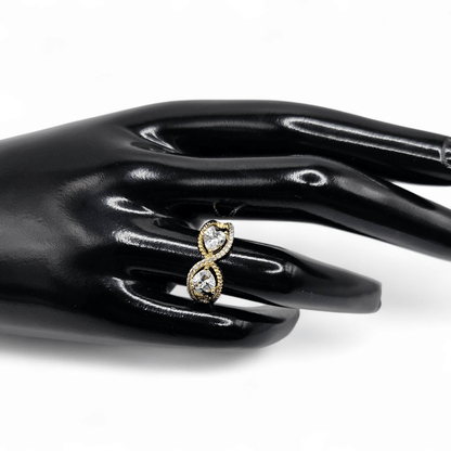 Double Heart Infinity Ring 14k Gold Plated for Women