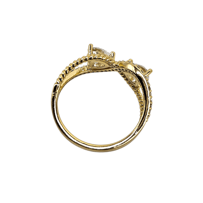 Double Heart Infinity Ring 14k Gold Plated for Women