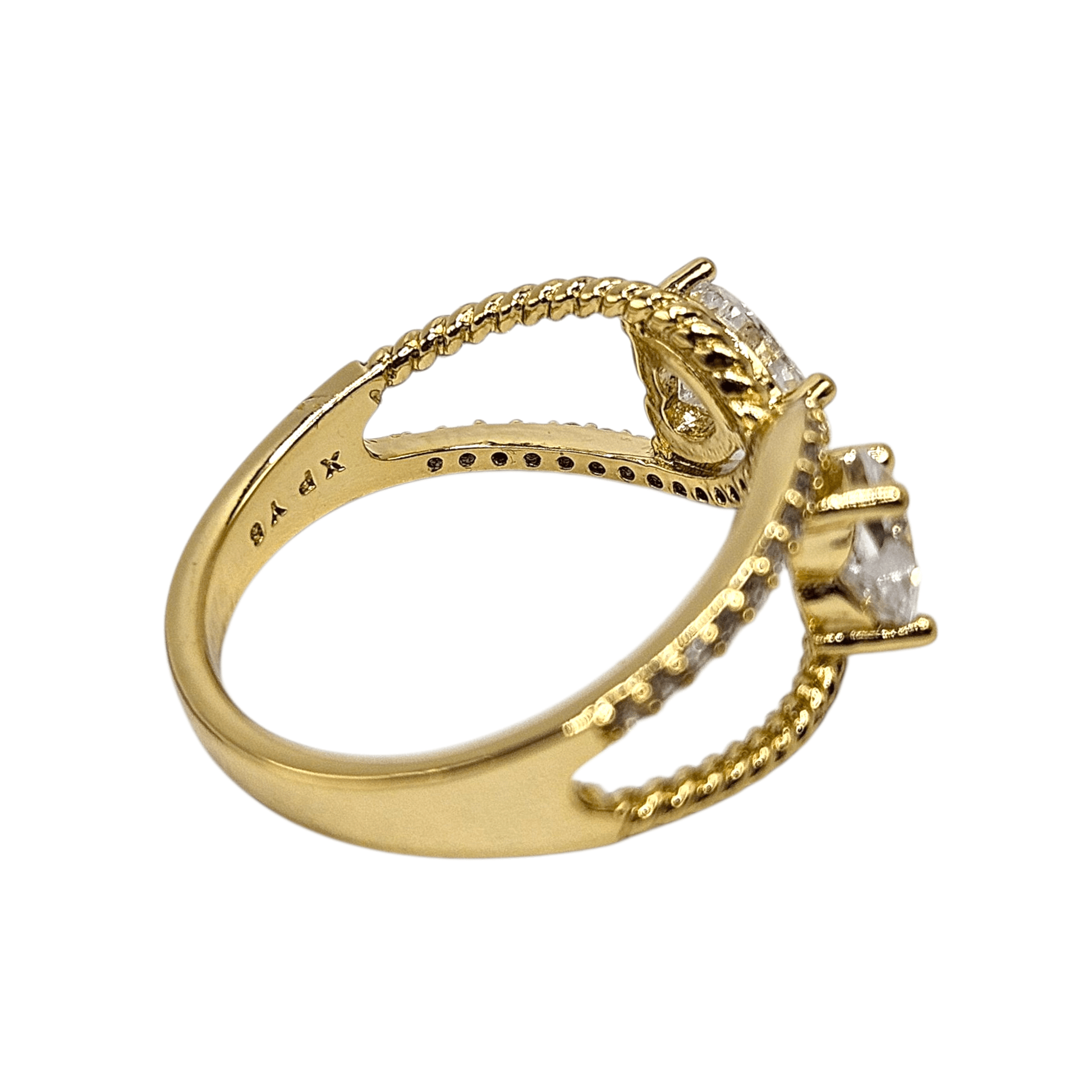 Double Heart Infinity Ring 14k Gold Plated for Women