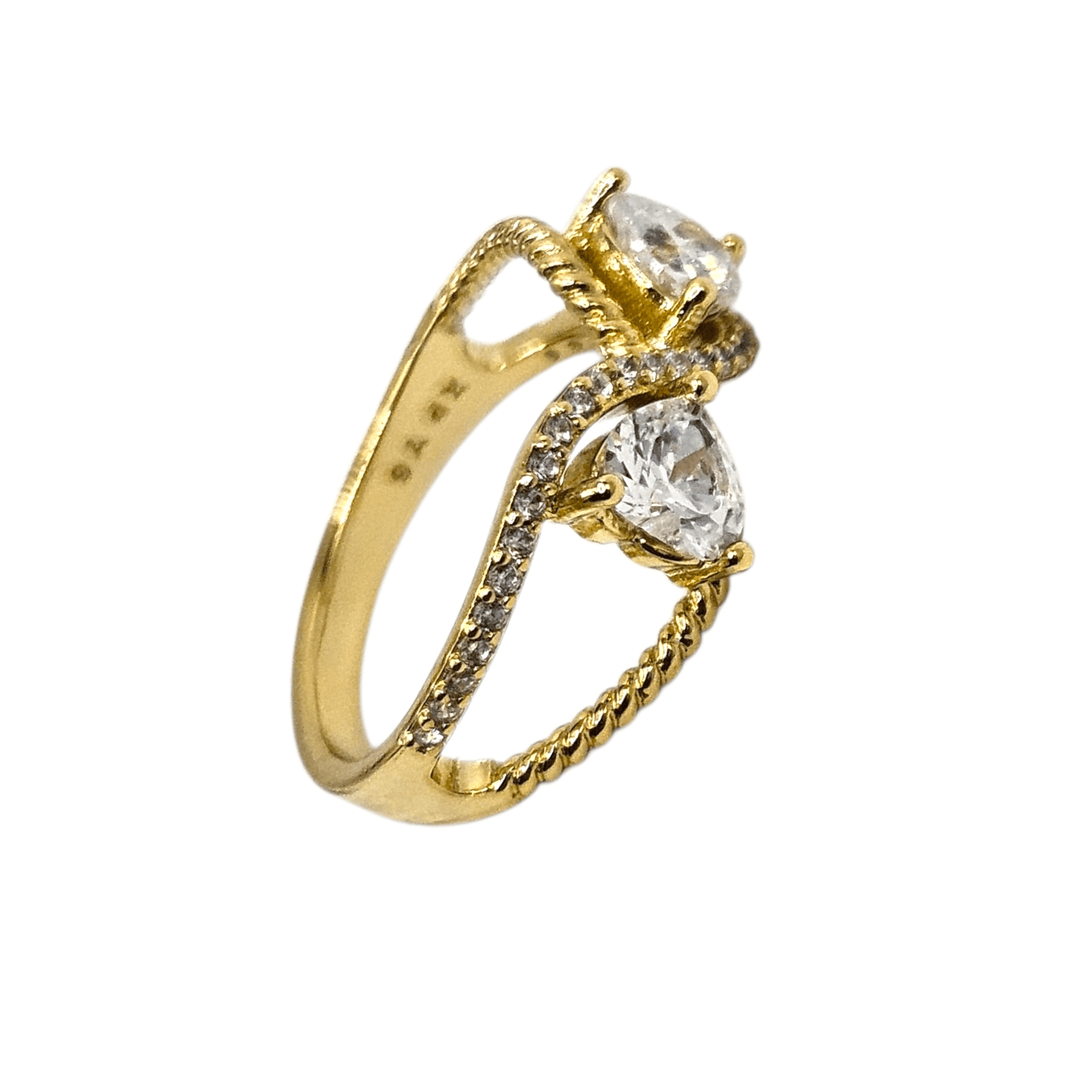 Double Heart Infinity Ring 14k Gold Plated for Women