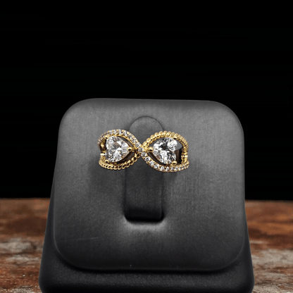 Double Heart Infinity Ring 14k Gold Plated for Women