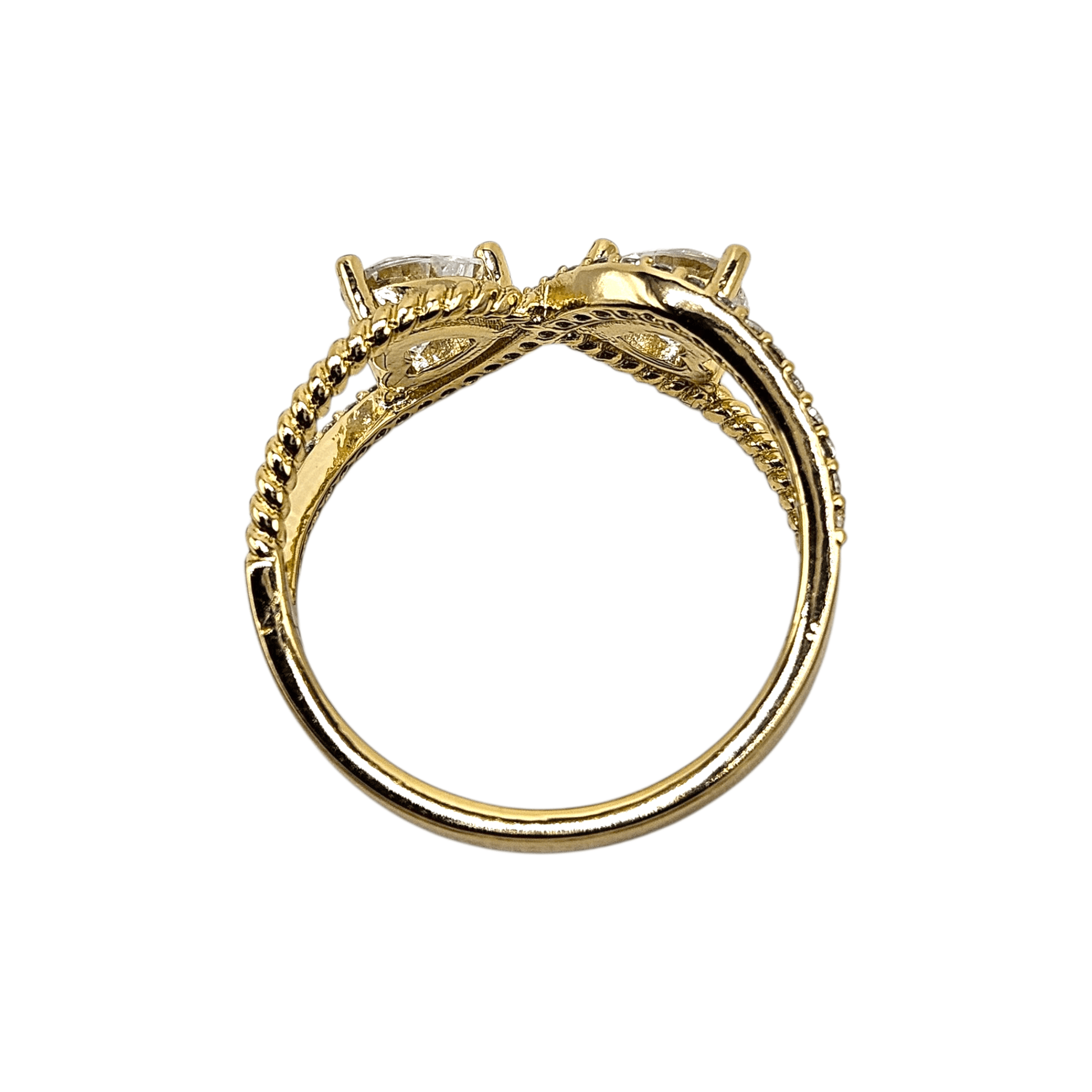 Double Heart Infinity Ring 14k Gold Plated for Women