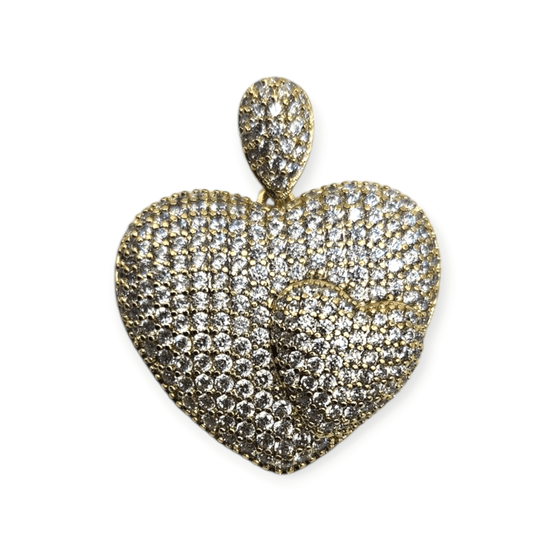 Double Hearts 14K Gold Plated Necklace 19in Cuban Style Chain