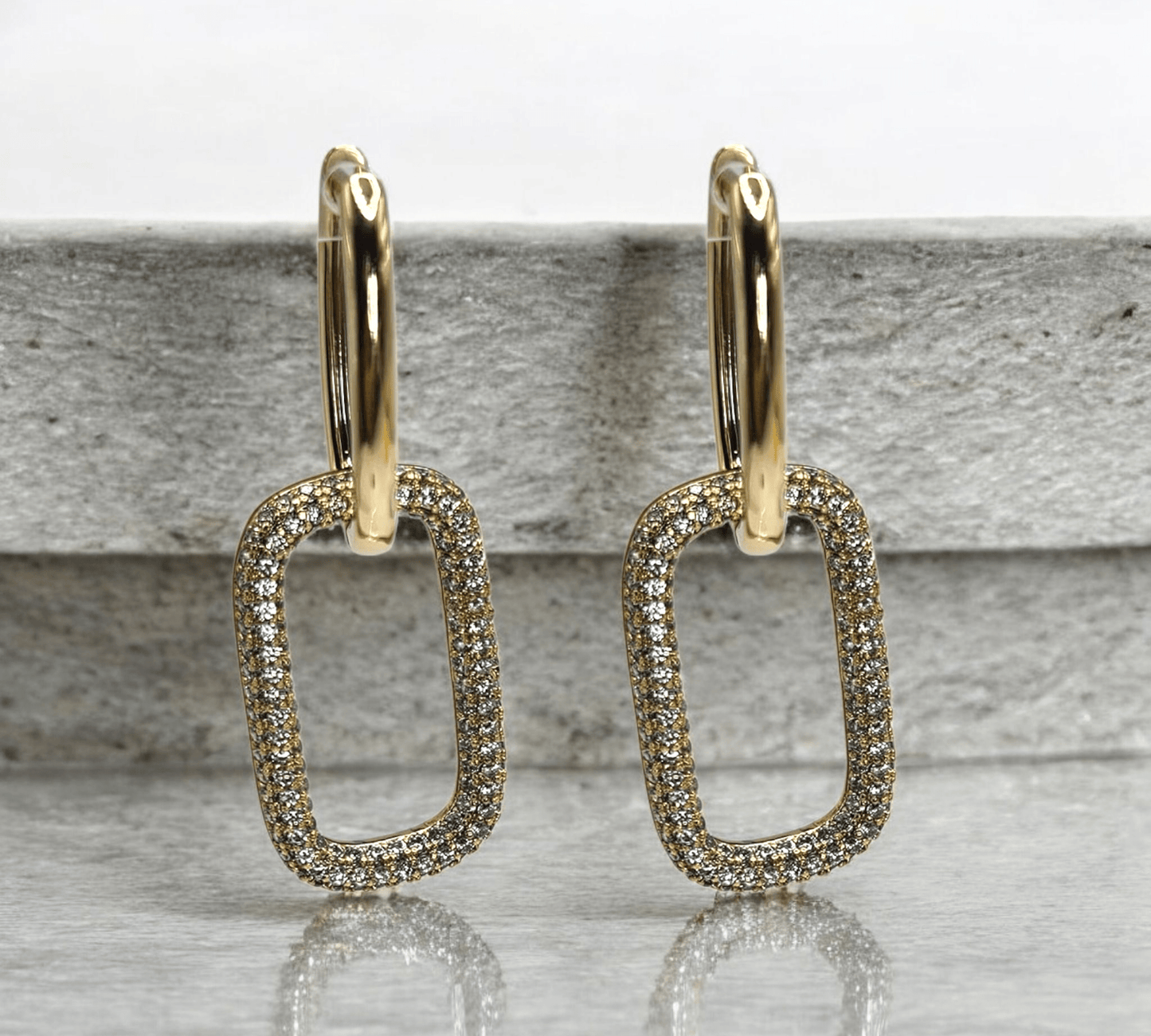 Double Paperclip 14K Gold Plated Hoop Earrings