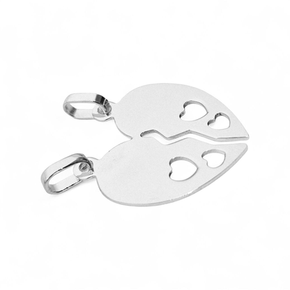 Engravable Custom Couple's Heart Pendant Silver 925 Gifts for Couples or Friends