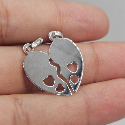 Engravable Custom Couple's Heart Pendant Silver 925 Gifts for Couples or Friends