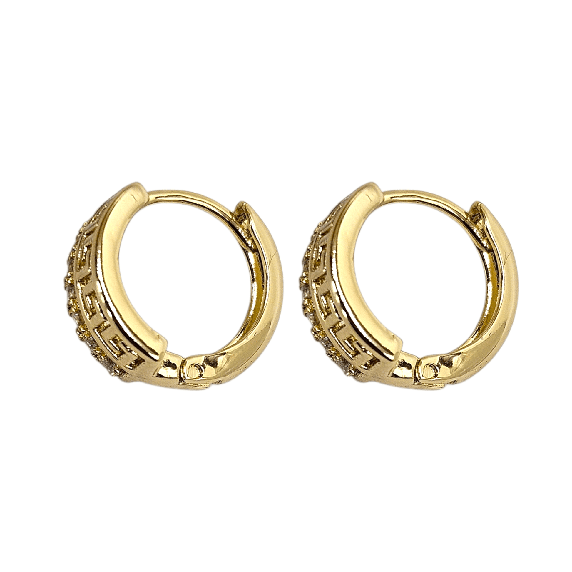 Fancy 14K Gold Plated Hoop Women Earrings 12mm
