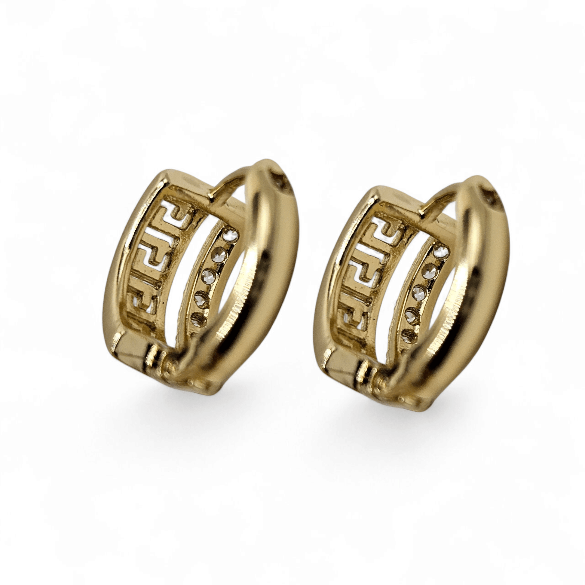 Fancy 14K Gold Plated Hoop Women Earrings 12mm