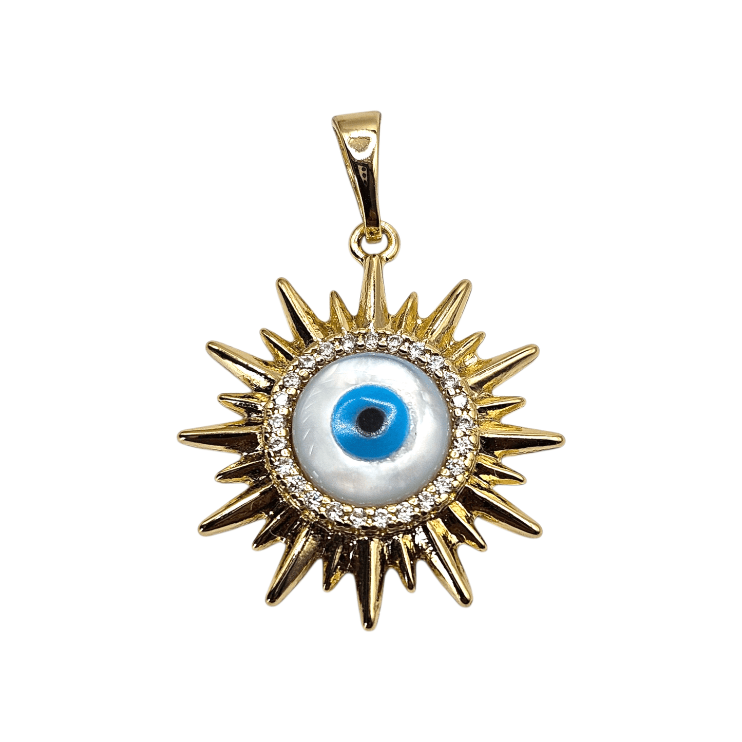 Fancy Blue Evil Eye Pendant 14K Gold Plated for Women and Men