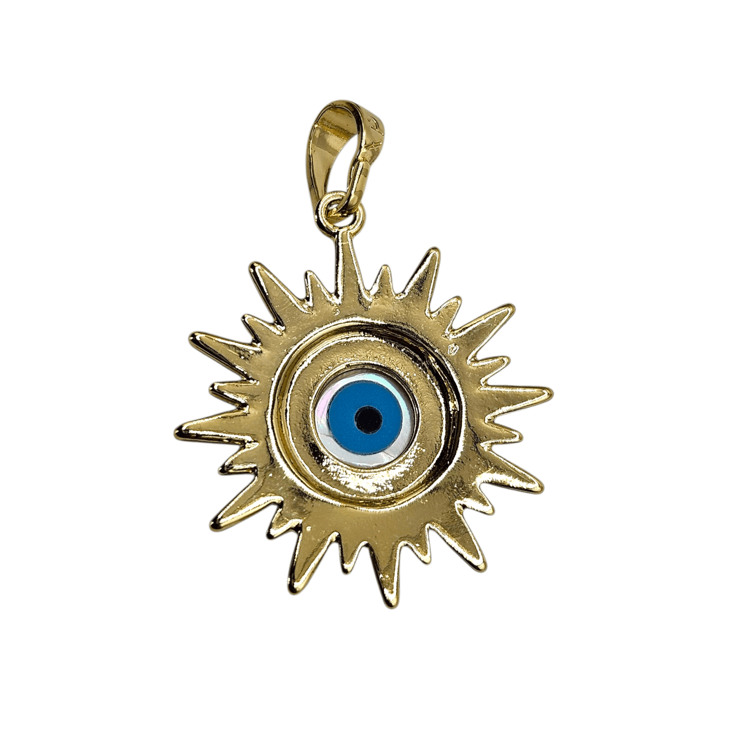 Fancy Blue Evil Eye Pendant 14K Gold Plated for Women and Men