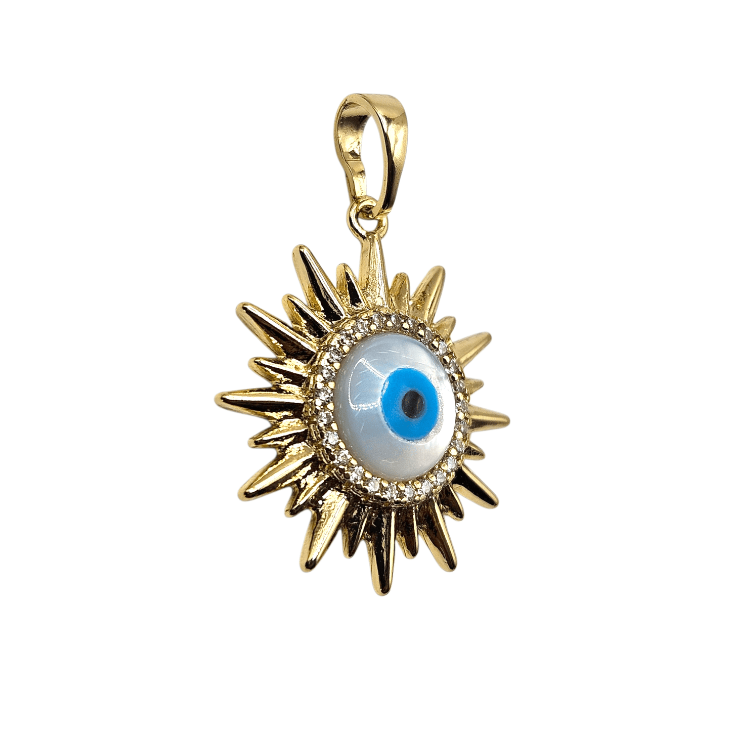 Fancy Blue Evil Eye Pendant 14K Gold Plated for Women and Men