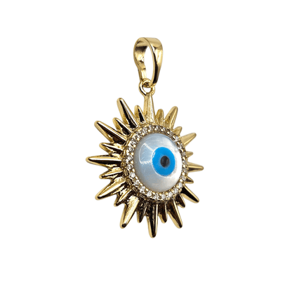 Fancy Blue Evil Eye Pendant 14K Gold Plated for Women and Men