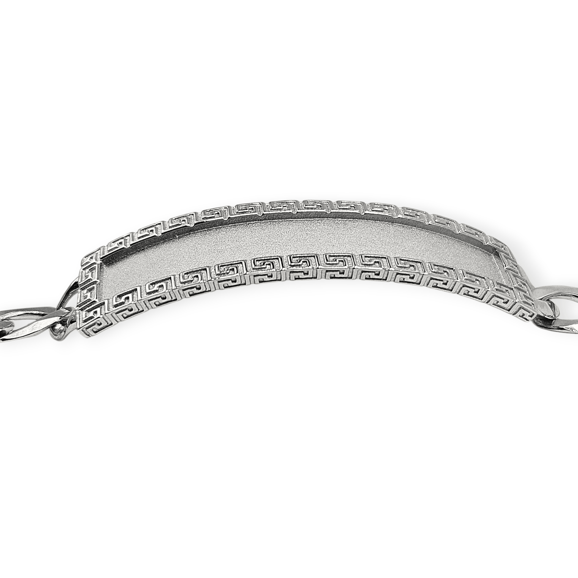 Fancy Cuban Chain Silver ID Bracelet For Men 8.5"L