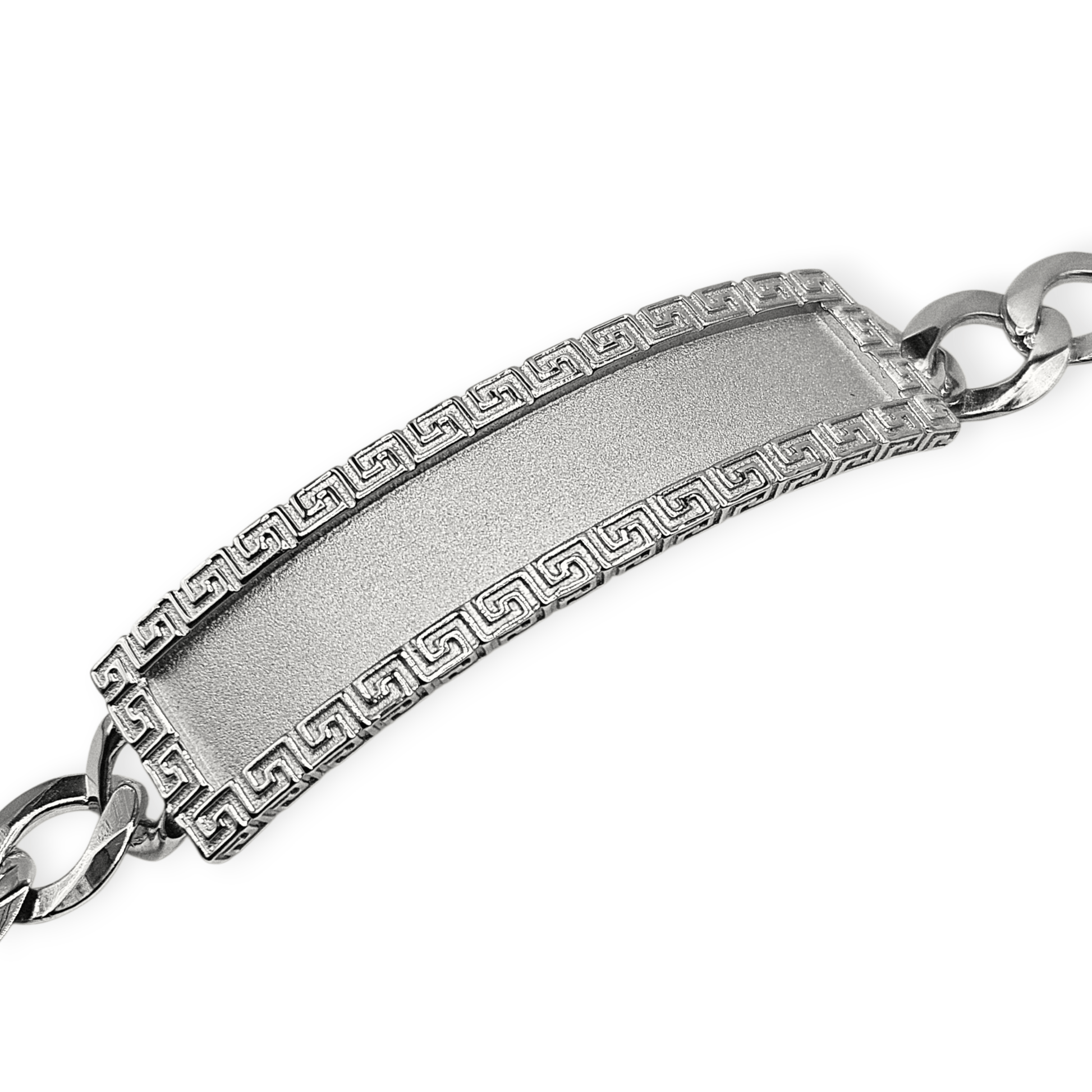 Fancy Cuban Chain Silver ID Bracelet For Men 8.5"L