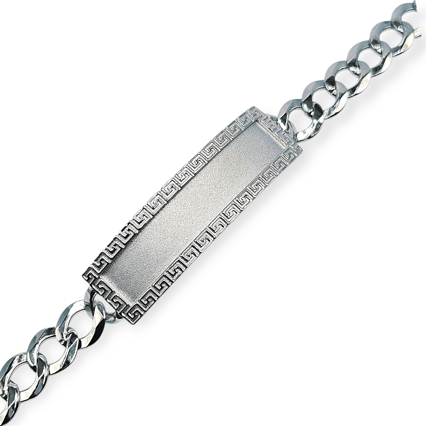 Fancy Cuban Chain Silver ID Bracelet For Men 8.5"L