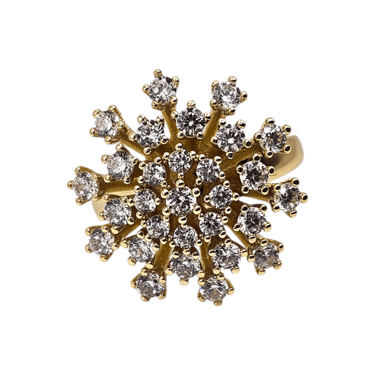 Fancy Flower Ring 14k Gold Plated for Women