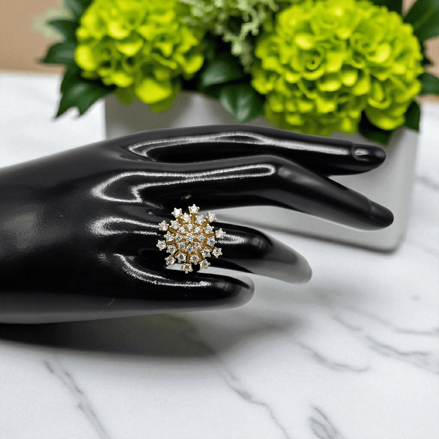 Fancy Flower Ring 14k Gold Plated for Women