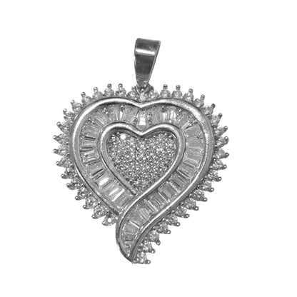 Fancy Heart Silver 925 Pendant with White Cubic Zirconia Stones