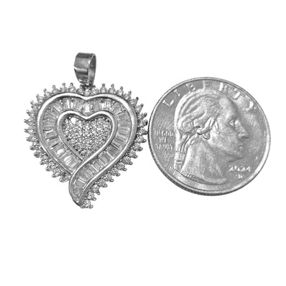 Fancy Heart Silver 925 Pendant with White Cubic Zirconia Stones