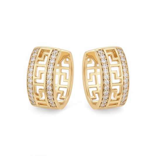 Fancy Hoop Earrings 14K Gold Plated Women Earrings 17mm