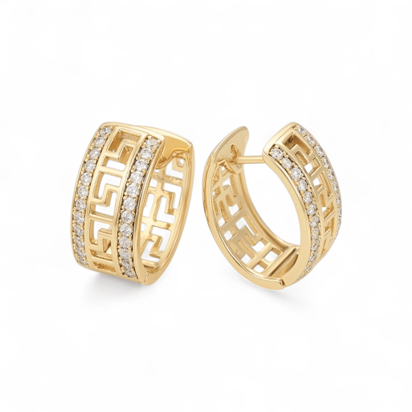 Fancy Hoop Earrings 14K Gold Plated Women Earrings 17mm