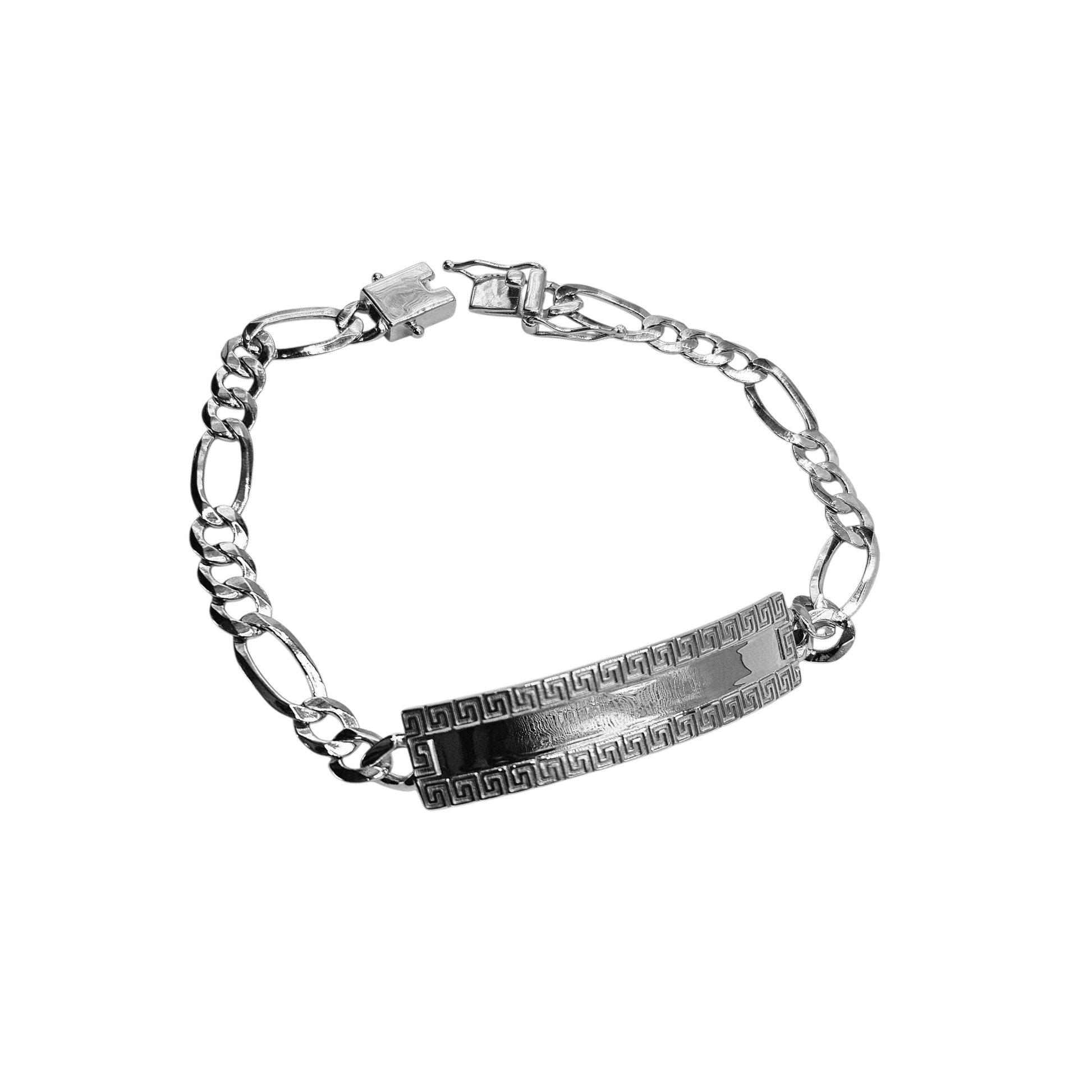 Fancy ID Plate Silver 925 Bracelet for Men 9.5"