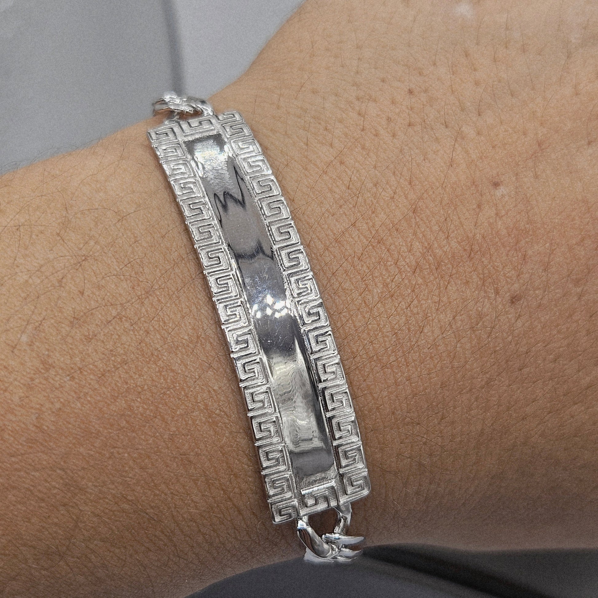 Fancy ID Plate Silver 925 Bracelet for Men 9.5"