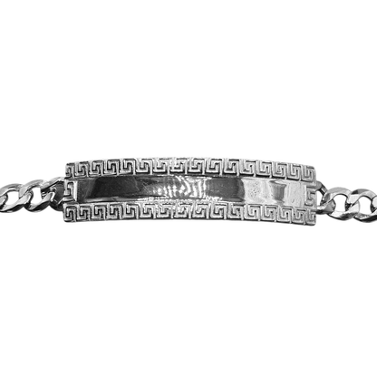 Fancy ID Plate Silver 925 Bracelet for Men 9.5"