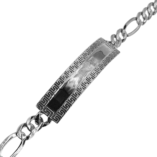 Fancy ID Plate Silver 925 Bracelet for Men 9.5"