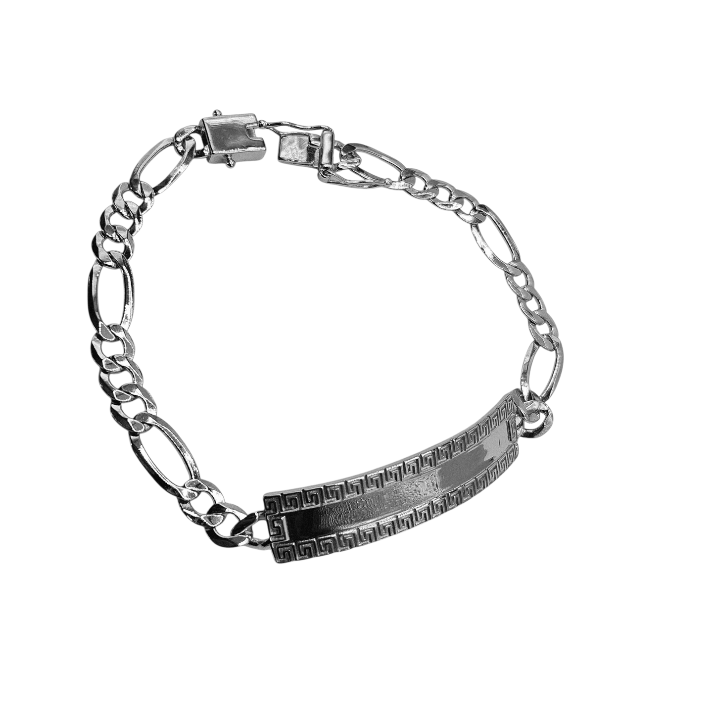 Fancy ID Plate Silver 925 Bracelet for Men 9.5"