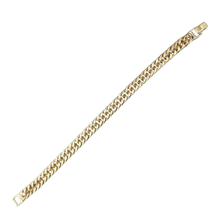 Fancy Link 14K Gold Plated Bracelet for Women 8mm Wide 7" Long