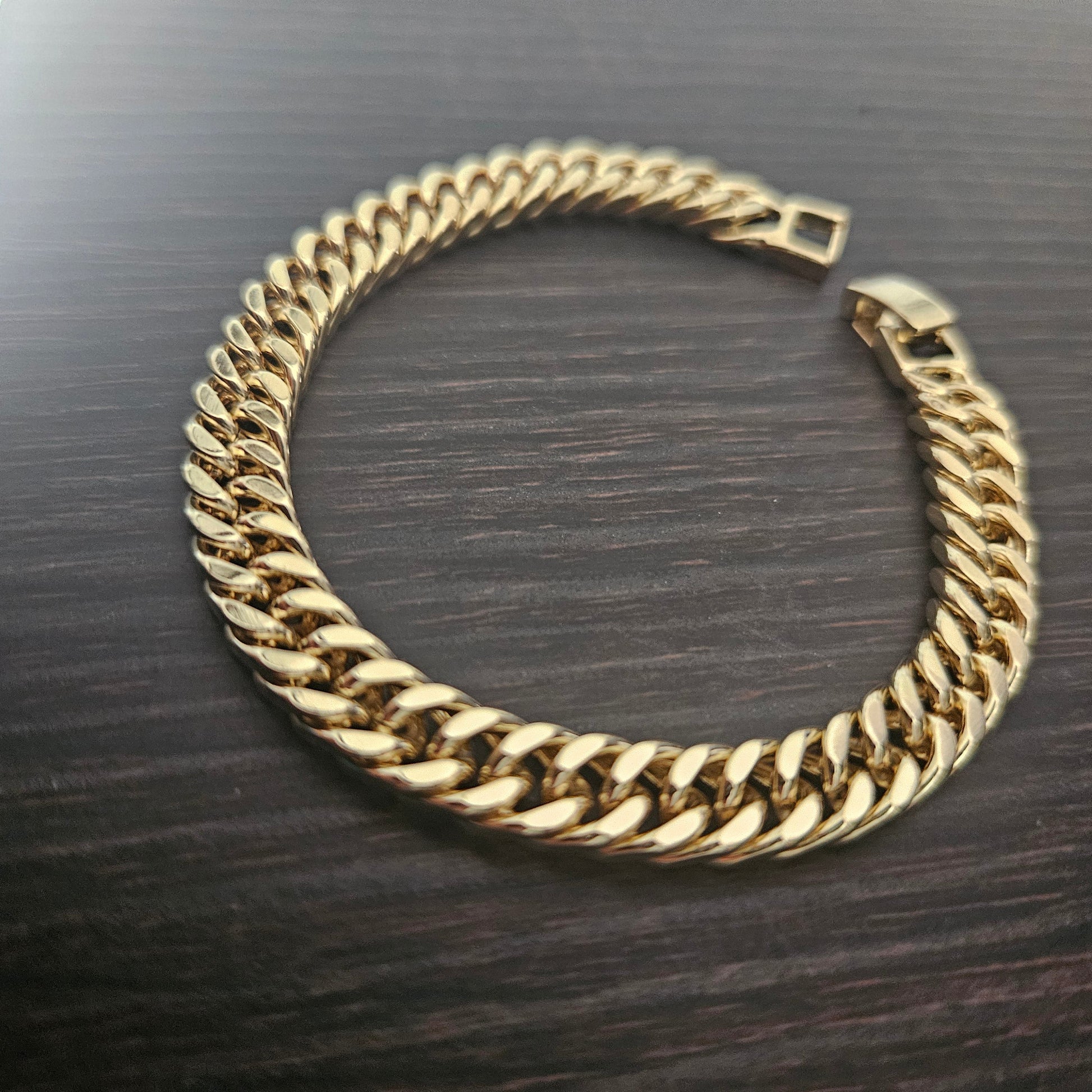 Fancy Link 14K Gold Plated Bracelet for Women 8mm Wide 7" Long
