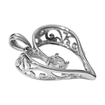 Fancy Silver Heart Pendant Silver 925 Vintage Design
