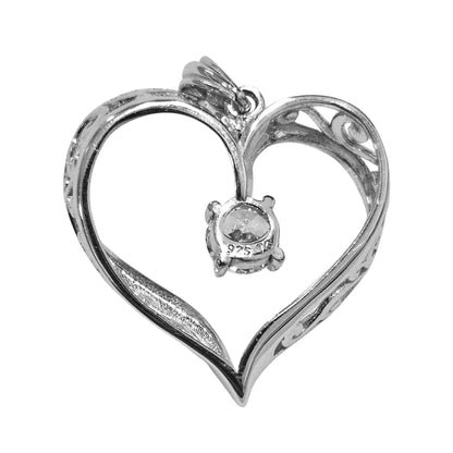 Fancy Silver Heart Pendant Silver 925 Vintage Design