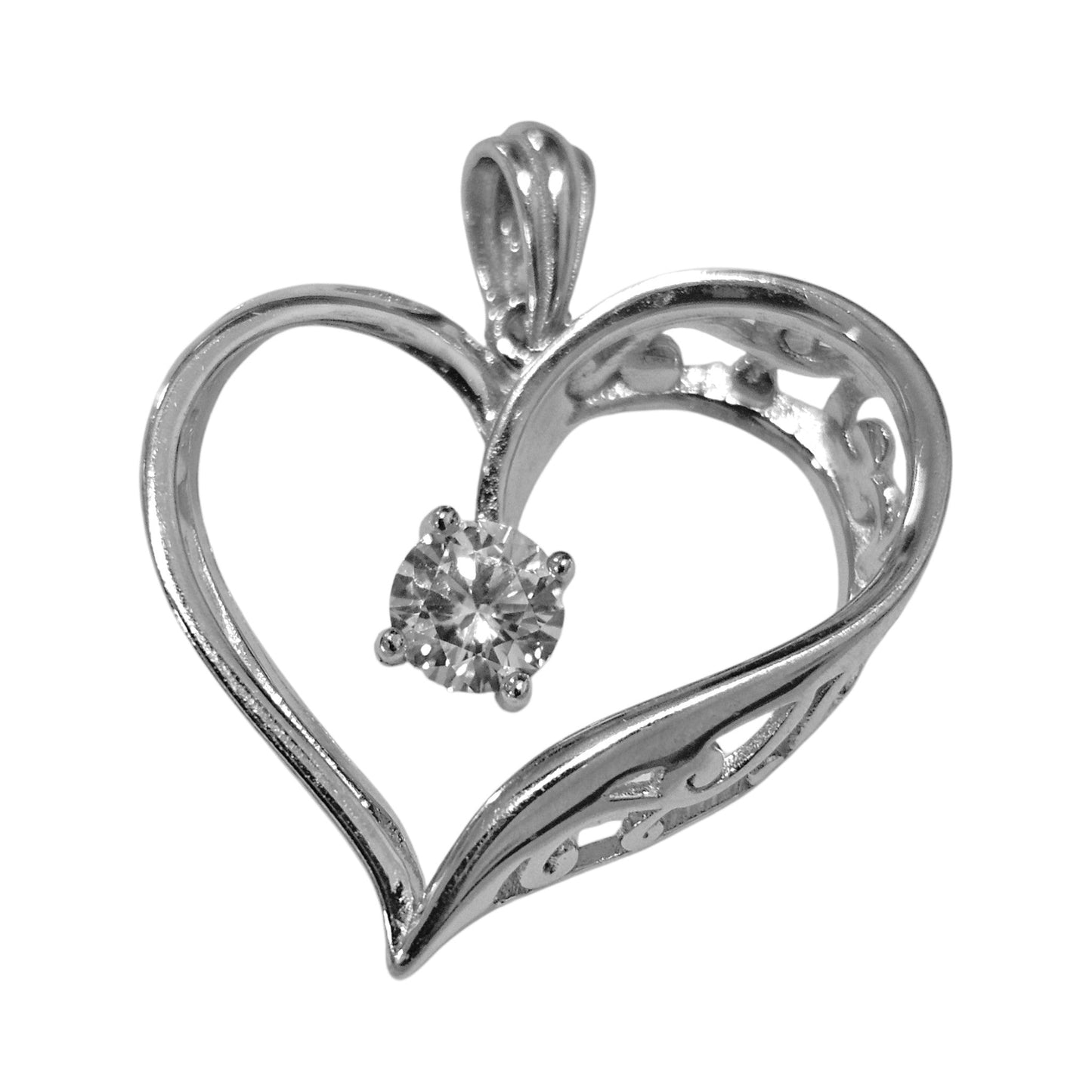 Fancy Silver Heart Pendant Silver 925 Vintage Design