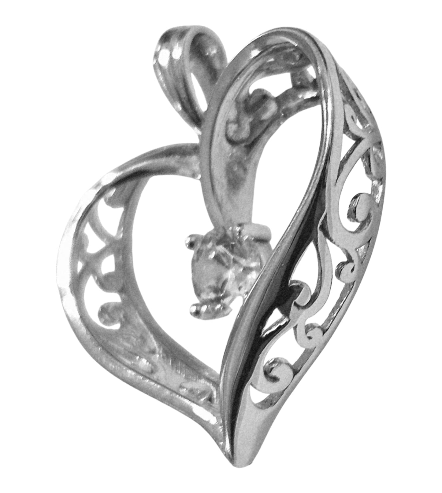 Fancy Silver Heart Pendant Silver 925 Vintage Design