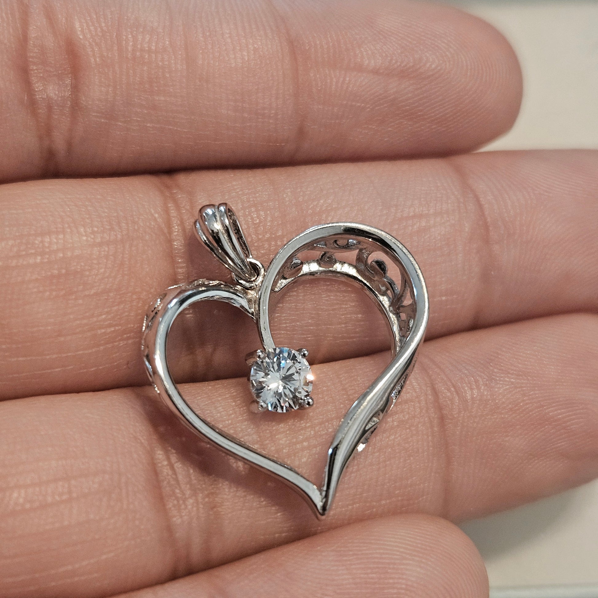 Fancy Silver Heart Pendant Silver 925 Vintage Design