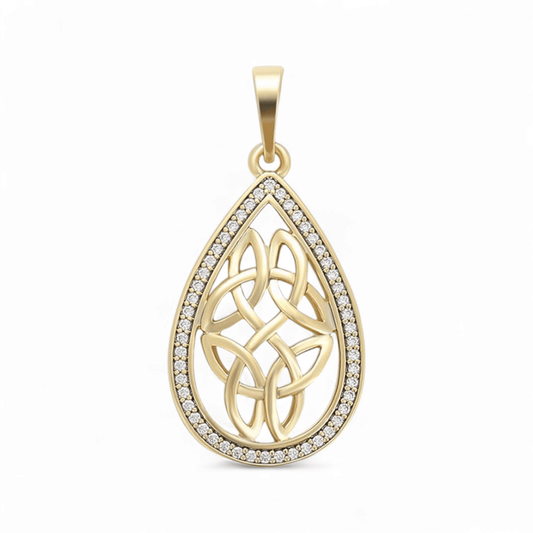 Fancy Teardrop Pendant 14k Gold Plated