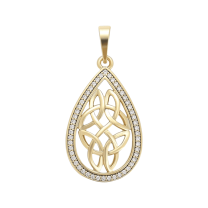 Fancy Teardrop Pendant 14k Gold Plated