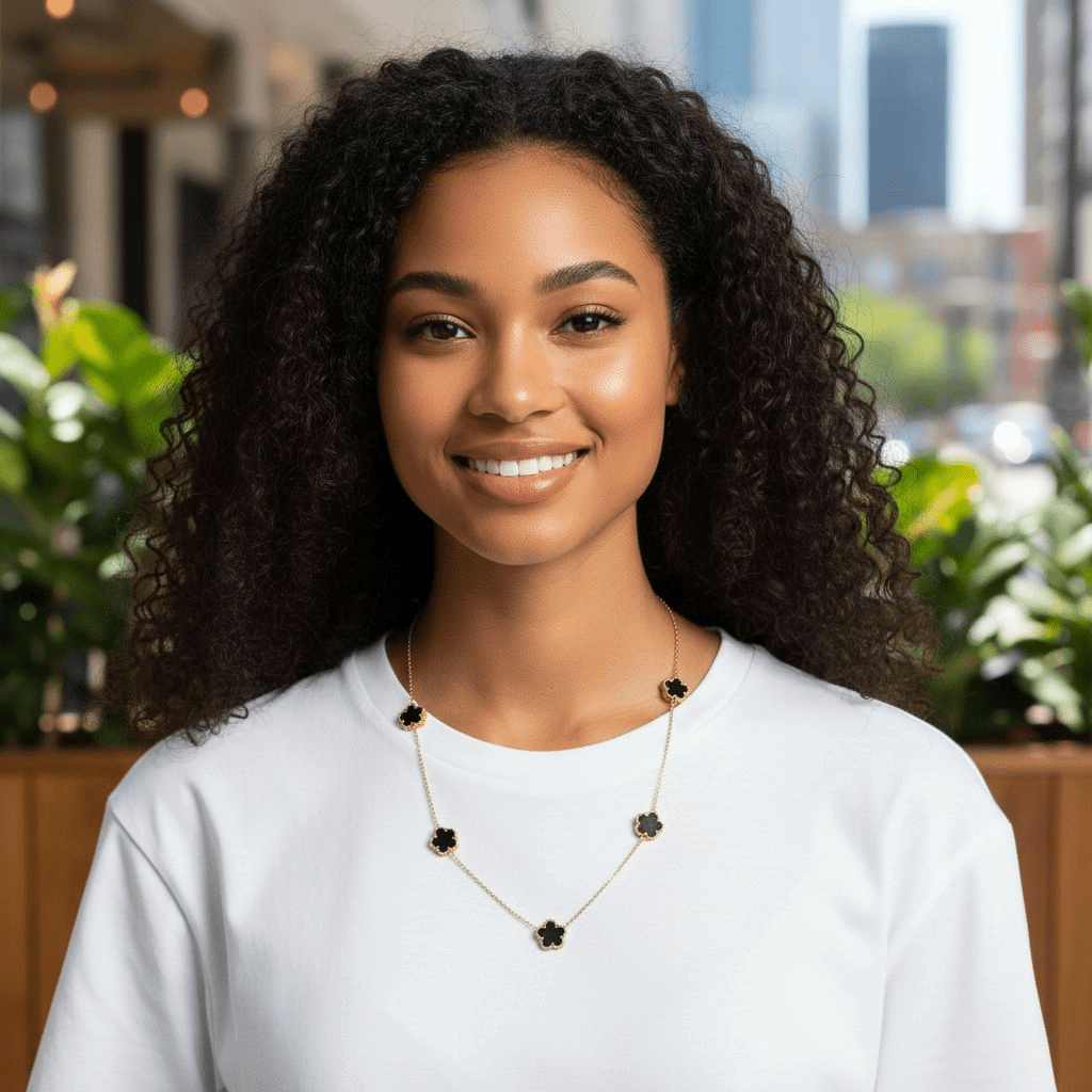 Five Leaf Clover Necklace Black or Green Color