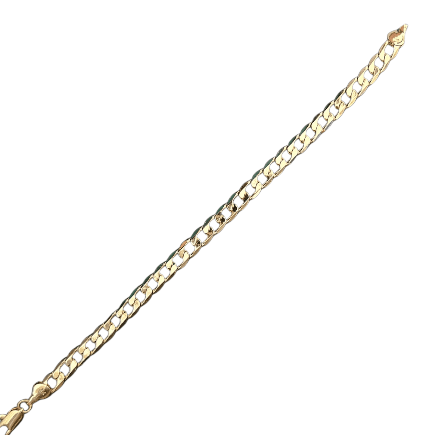 Flat Cuban Style 14k Gold Plated Bracelet for Men or Women 8in