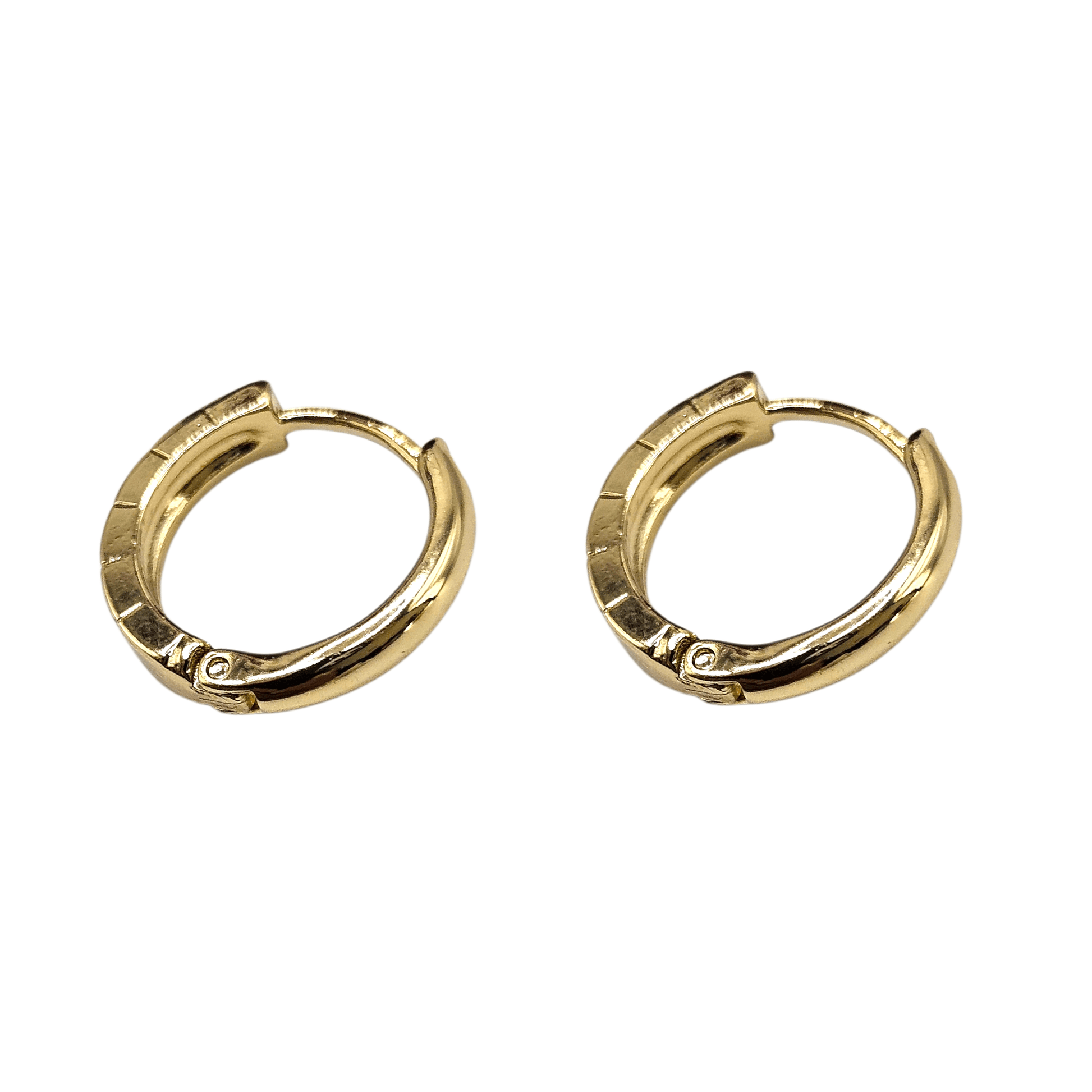 Flat Hoop Earrings 14K Gold Plated Women Earrings 17mm