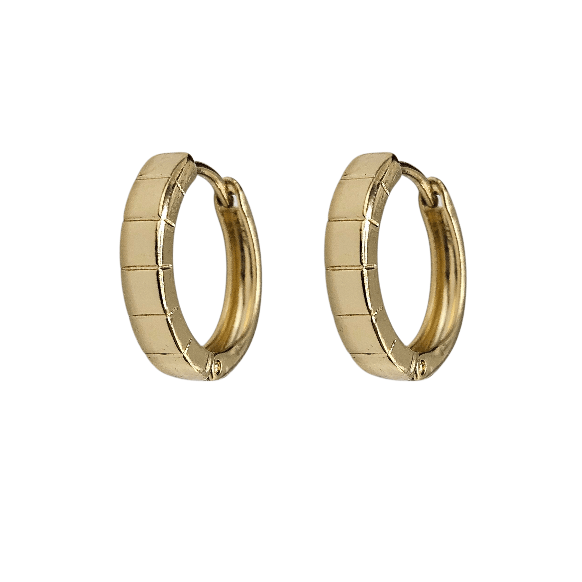 Flat Hoop Earrings 14K Gold Plated Women Earrings 17mm