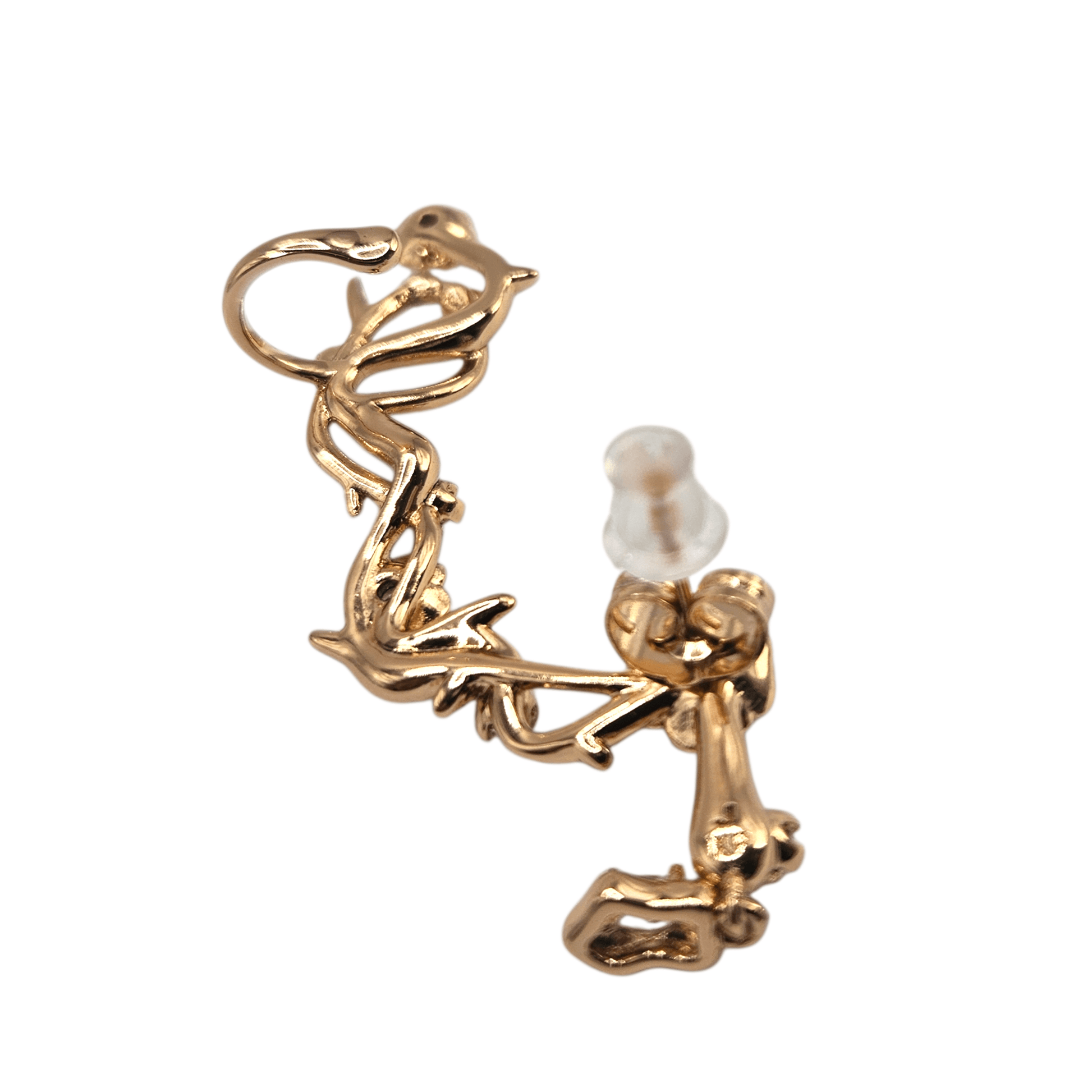 Flower 18K Gold Plated Ear Cuff with Pearls and Cubic Zirconia Stones Adjustable - One Piece