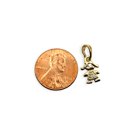 Girl Figure Charm 14k Gold Plated Pendant