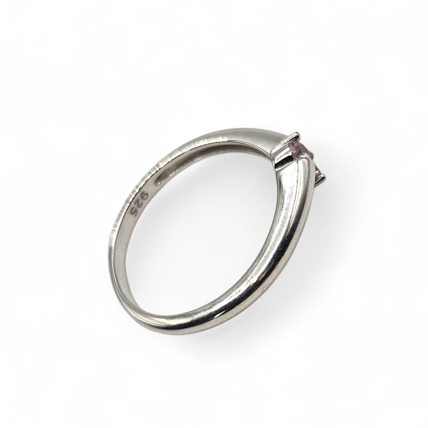 Girls Sterling Silver Pink Birthstones Ring