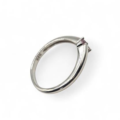 Girls Sterling Silver Pink Birthstones Ring