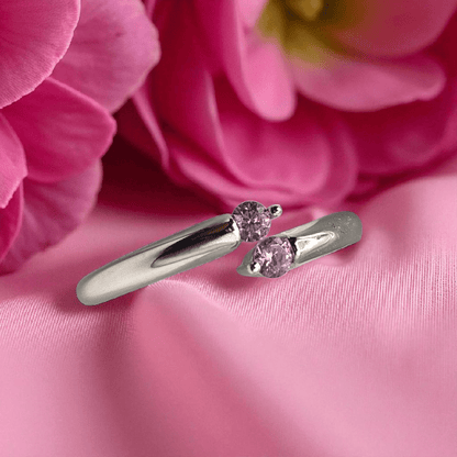 Girls Sterling Silver Pink Birthstones Ring