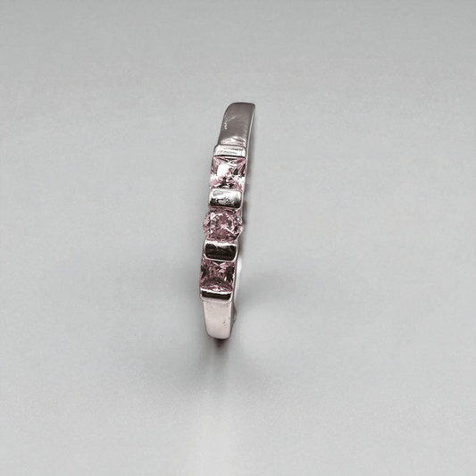 Girls Sterling Silver Pink Cubic Zirconia Ring