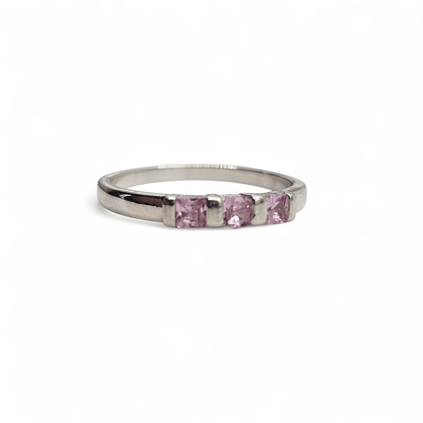 Girls Sterling Silver Pink Cubic Zirconia Ring